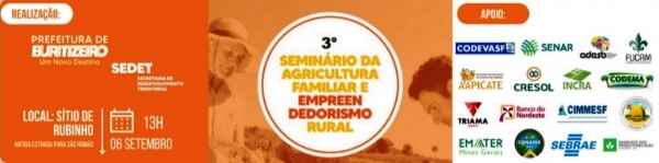 INSCRIÇÃO PARA O 3º SEMINÁRIO DA AGRICULTURA FAMILIAR E EMPREENDEDORISMO RURAL DE BURITIZEIRO